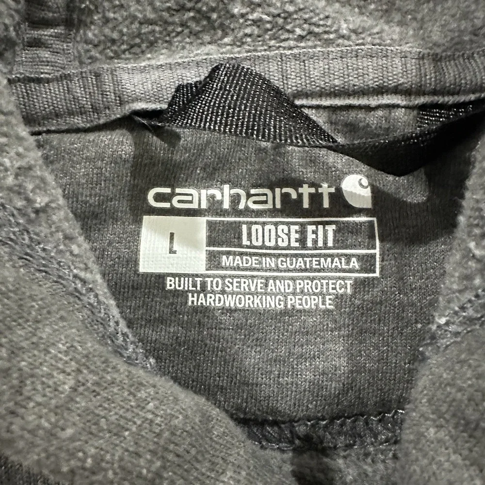 Carhartt Hoodie Men's L Loose Fit Pullover Logo Heavyweight Gray Workwear Baggy